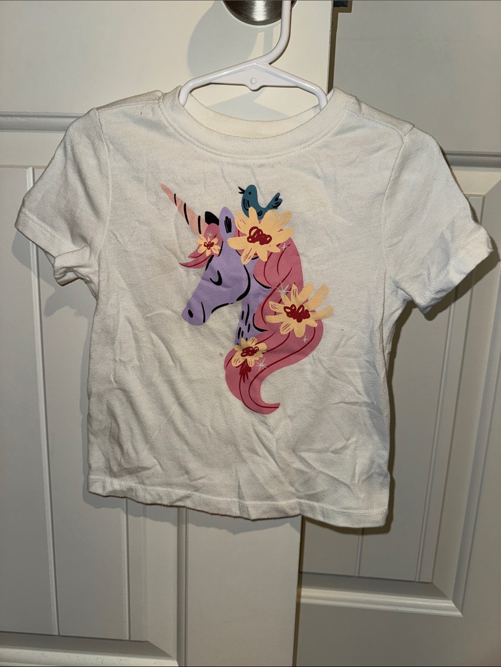 Old Navy White Tee with Pink & Purple Unicorn